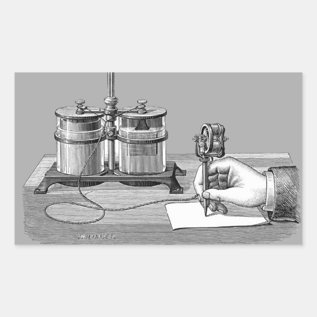 Antique Steampunk Writer Edison Rechteckiger Aufkleber (Vorderseite)