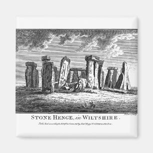 Antique Stonehenge Holzschnitt Stone Circle Gravur Magnet