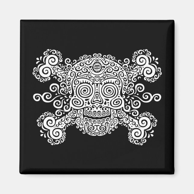 Antique Sugar Skull Magnet (Vorne)