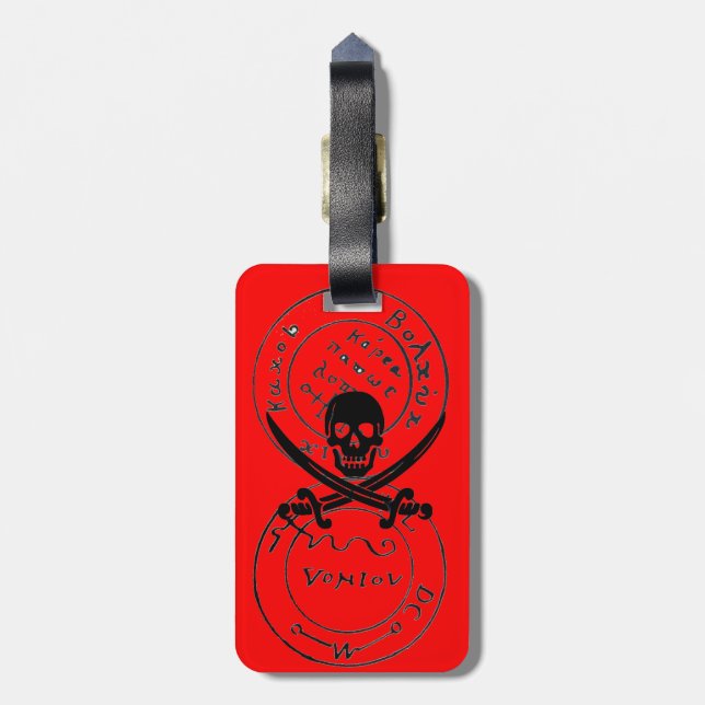 ANTIQUE TALISMAN/PIRATES TREASKARTEN, rot Gepäckanhänger (Rückseite vertikal)