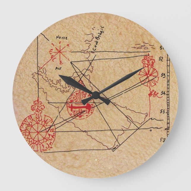 ANTIQUE TALISMAN/PIRATES TREASKARTENPARKPLATZ GROßE WANDUHR (Vorderseite)