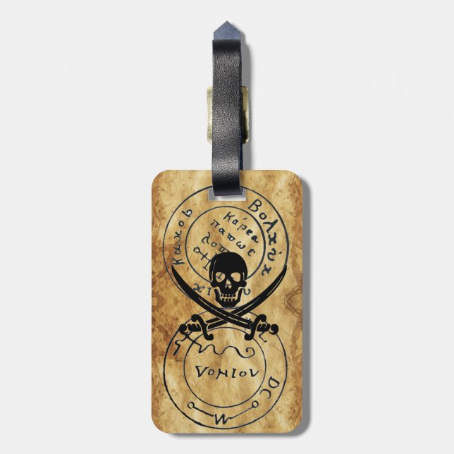 ANTIQUE TALISMAN / PIRATES TREASMAPS PARCHMENT GEPÄCKANHÄNGER (Rückseite vertikal)