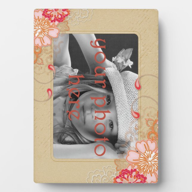 Antique Tan Mat 5 x 7 Foto Plaque mit Easel Fotoplatte (Vorderseite)