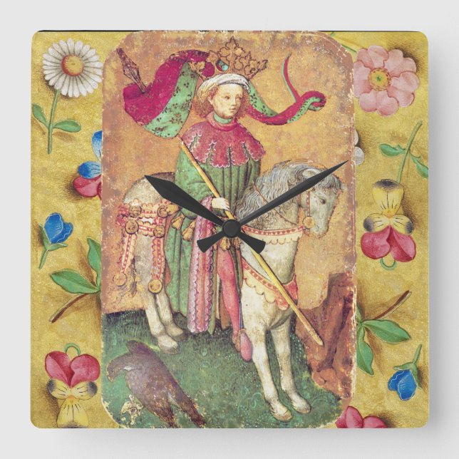 Antique Tarots / Deutsche Hofkarten / König der Fa Quadratische Wanduhr (Vorderseite)