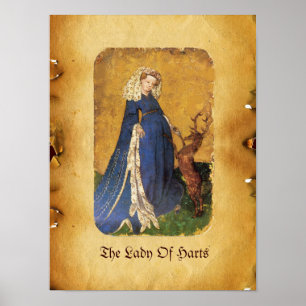 Antique Tarots / German Court Cards / Lady of Hart Poster