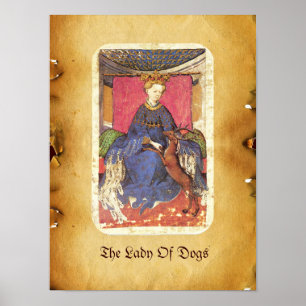 Antique Tarots /German Court Cards/Queen of Harts Poster