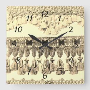 Antique tassel and lace tribal pattern quadratische wanduhr