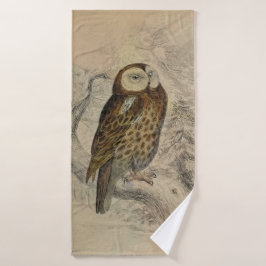 Antique Tawny Owl Print Badehandtuch
