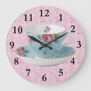 ANTIQUE TEA CUP & SAUCER CLOCK GROßE WANDUHR