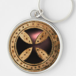 ANTIQUE TEMPLAR CROSS Black Onyx Gem Schlüsselanhänger