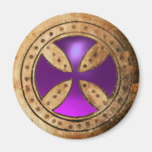 ANTIQUE TEMPLAR CROSS Lila Amethyst Gem Magnet