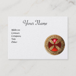 ANTIQUE TEMPLAR CROSS Roter Ruby Gem Monogramm Pea Visitenkarte