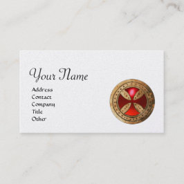 ANTIQUE TEMPLAR CROSS Roter Ruby Gem Monogramm Pea Visitenkarte