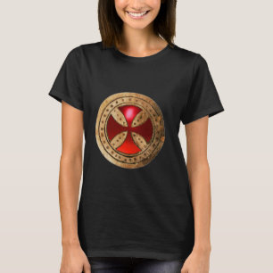 ANTIQUE TEMPLAR CROSS Roter Ruby Gem T-Shirt