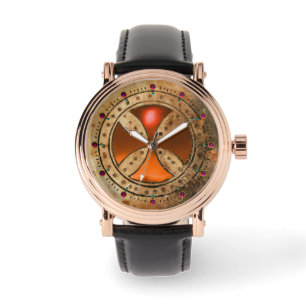 ANTIQUE TEMPLAR KROSS Gelbes Orangenem Gem Armbanduhr