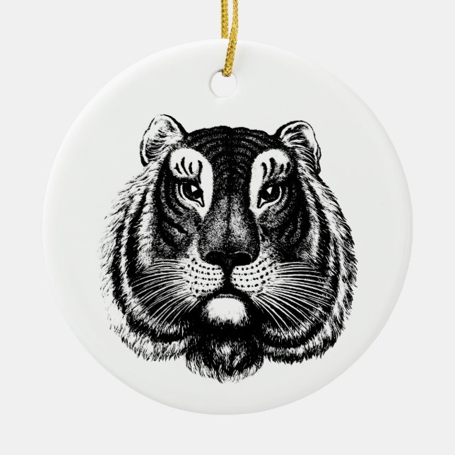 Antique Tiger Cat Keramik Ornament (Vorne)