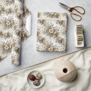 Antique Tinge Yellow Floral Perfektion Geschenkpapier