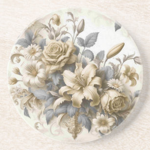 Antique Tinge Yellow Floral Perfektion Getränkeuntersetzer