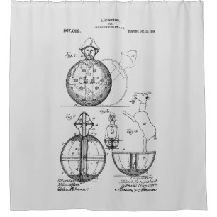 Antique Toy 1908 Roly Poly Patent Zeichnend Duschvorhang