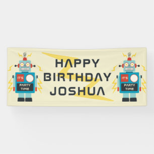 Antique Toy Robot Birthday Banner