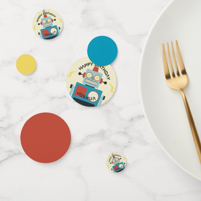 Antique Toy Robot Birthday Konfetti (Gruppe)