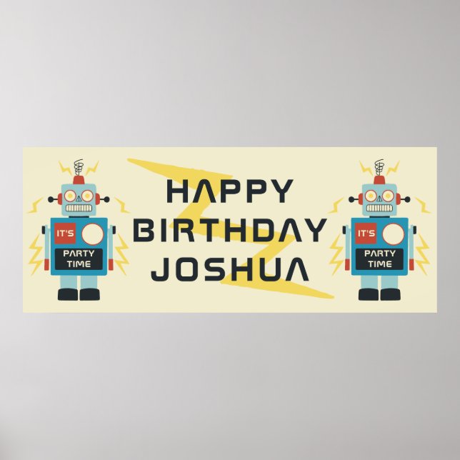 Antique Toy Robot Birthday Poster (Vorne)