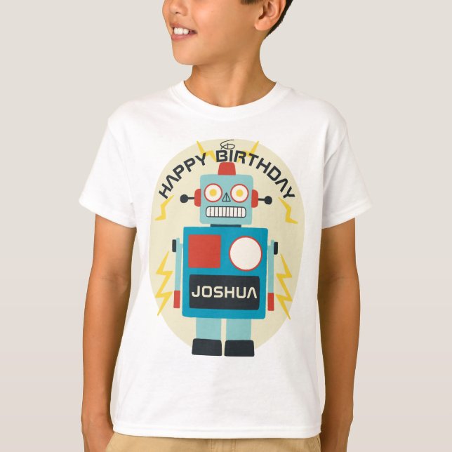 Antique Toy Robot Birthday T-Shirt (Vorderseite)