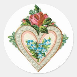 Antique Valentine Blume Herzstück Runder Aufkleber