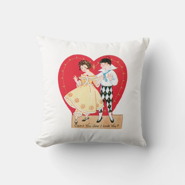 Antique Valentine Couple Herzstück Kissen (Vorderseite)