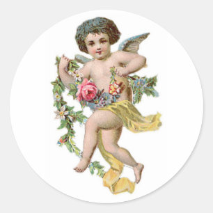 Antique Valentine Cupid Runder Aufkleber