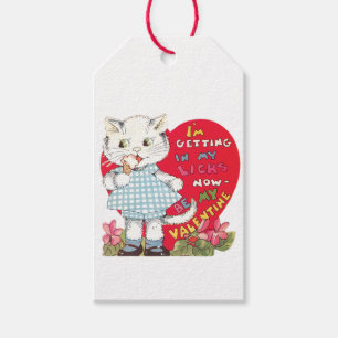 Antique Valentine Kitten Herz Geschenkanhänger