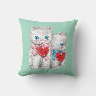 Antique Valentine Kittens Herz Kissen