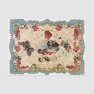 ANTIQUE VALENTINE LACE, CUPID, LIEBER UND SCHALTFL SEIDENPAPIER