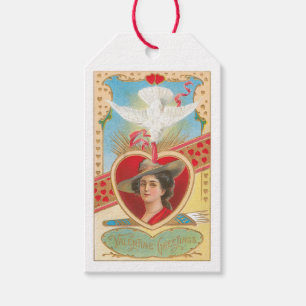 Antique Valentine Pigeon Heart Lady Geschenkanhänger