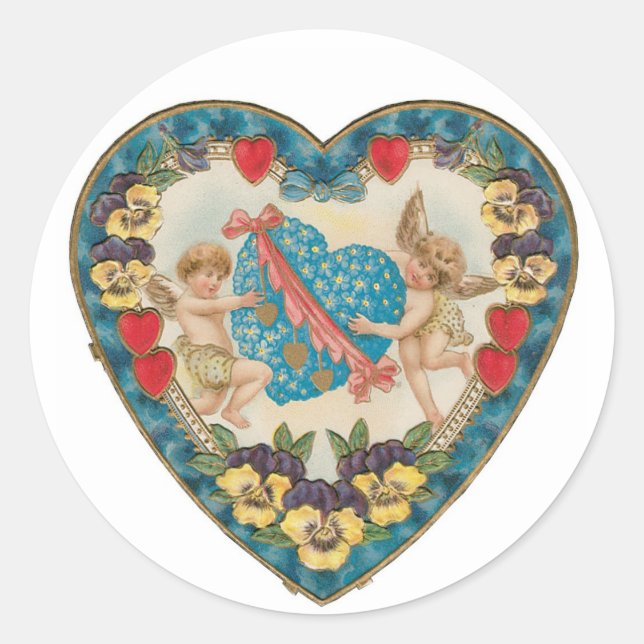 Antique Valentine Runder Aufkleber (Vorderseite)