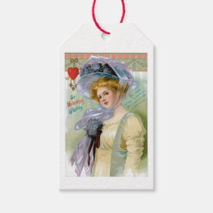 Antique Valentine Violet Floral Lady Geschenkanhänger