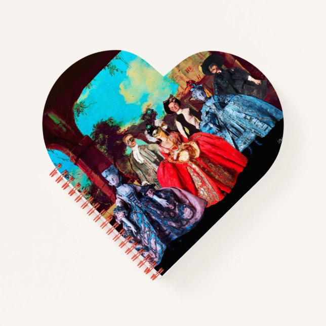 ANTIQUE VENEZIANISCH PUPPETS MASQUERADE MASKEN NOTIZBUCH (Vorderseite)