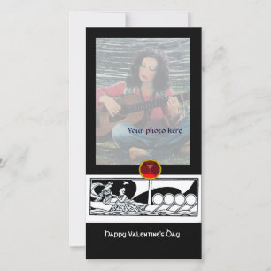 ANTIQUE VESSEL UND LIEBE Red Ruby Gem Schwarz-weiß Feiertagskarte