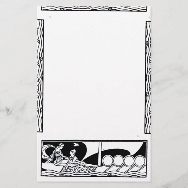 ANTIQUE VESSEL UND LIEBER Schwarz-weiße Nautik Briefpapier (Vorderseite)