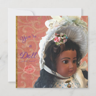 Antique Victorian Doll Greeting Card Feiertagskarte