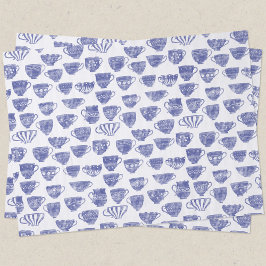 Antique Vintage Blue Teacup Watercolor Seidenpapier