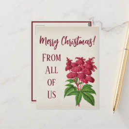Antique Vintage Christmas Red Spiraea Palmata Card Postkarte
