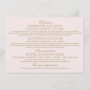 Antique Vintage Hochzeitsinformationen Pink pink Begleitkarte