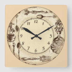 Antique Vintage Silverware Quadratische Wanduhr