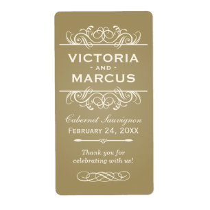 Antique Wedding Wine Flasche Monogram Fevor Labels