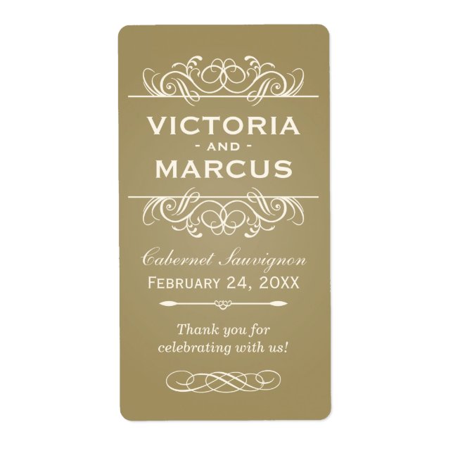 Antique Wedding Wine Flasche Monogram Fevor Labels (Vorne)