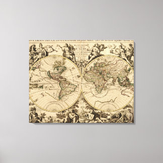 Antique World Map, 1694, von Alexis Hubert Jaillot Leinwanddruck
