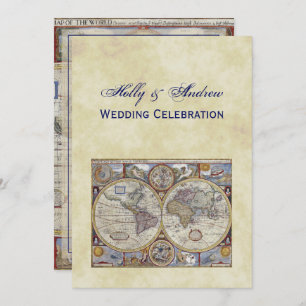 Antique World Map #3, Distressed BG #3 Einladung