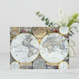 Antique World Map, Atlas Maritimus von John Seller Einladung