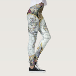 Antique World Map, Atlas Maritimus von John Seller Leggings